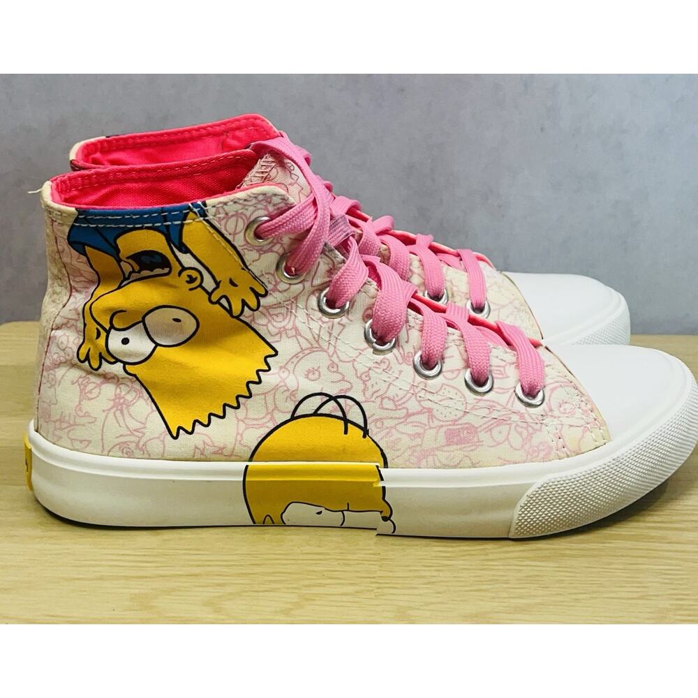 Kids Pink Cartoon High-Top Sneakers with Character Print